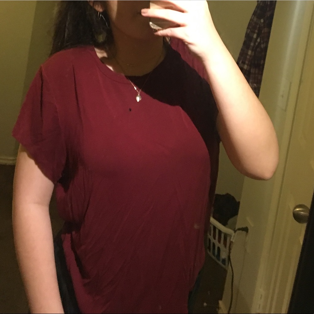 maroon super soft tee from American eagle